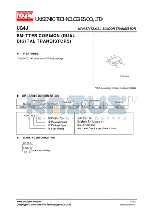 UG4J-AL5-0-R datasheet - EMITTER COMMON (DUAL DIGITAL TRANSISTORS)