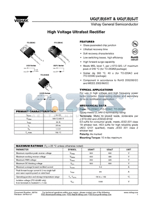UG5JT-E3/45 datasheet - High Voltage Ultrafast Rectifier