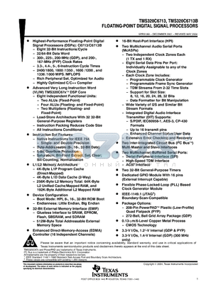 TMS320C6713GDP225 datasheet - FLOATING-POINT DIGITAL SIGNAL PROCESSORS