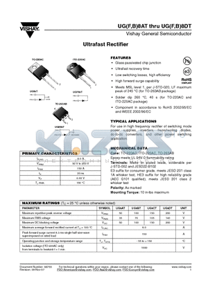 UG8DT-E3/45 datasheet - Ultrafast Rectifier