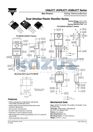 UG8JCT datasheet - Dual Ultrafast Plastic Rectifier Series