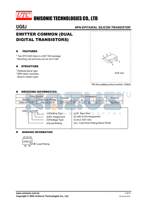 UG8JL-AL5-1-R datasheet - EMITTER COMMON (DUAL DIGITAL TRANSISTORS)