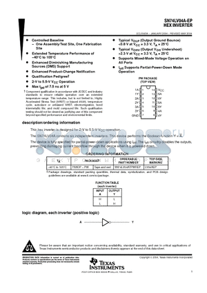 SN74LV04ATPWREP datasheet - HEX INVERTER