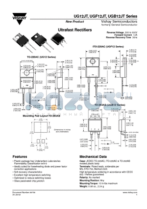 UGB12HT datasheet - Ultrafast Rectifiers