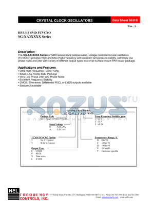 SG-0A3TC92-FREQ datasheet - HF/UHF SMD TCVCXO