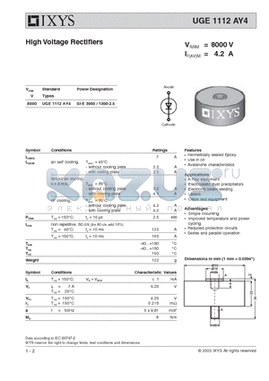 UGE1112AY4 datasheet - High Voltage Rectifiers