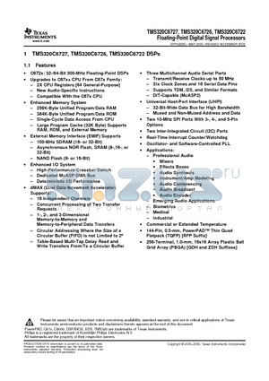 TMS320C6726 datasheet - Floating-Point Digital Signal Processors