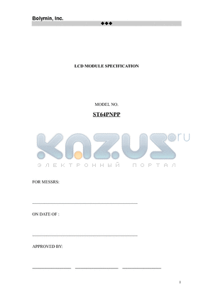 ST64PNPP datasheet - LCD MODULE SPECIFICATION