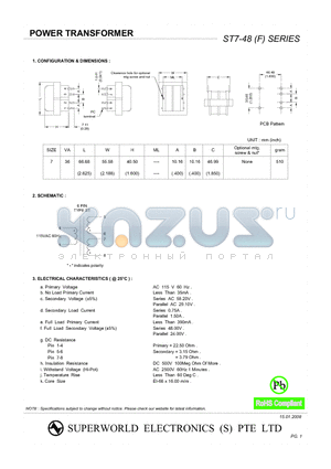 ST7-48 datasheet - POWER TRANSFORMER
