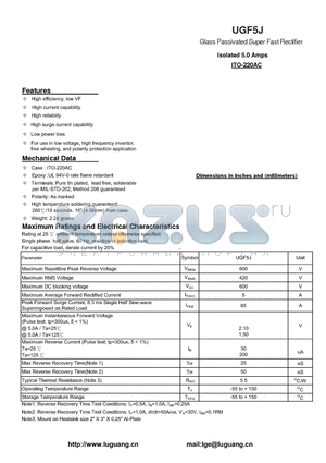 UGF5J datasheet - Glass Passivated Super Fast Rectifier