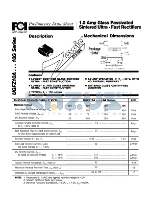 UGFZ10B datasheet - 1.0 Amp Glass Passivated Sintered Ultra - Fast Rectifiers