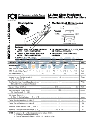 UGFZ15B datasheet - 1.5 Amp Glass Passivated Sintered Ultra - Fast Rectifiers Mechanical Dimensions