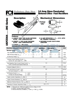 UGFZ30B datasheet - 3.0 Amp Glass Passivated Sintered Ultra - Fast Rectifiers