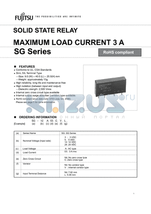 SG-12A03L datasheet - SOLID STATE RELAY MAXIMUM LOAD CURRENT 3 A