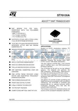 ST70135 datasheet - ASCOTTM DMT TRANSCEIVER