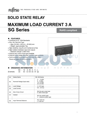 SG-12A03V datasheet - SOLID STATE RELAY MAXIMUM LOAD CURRENT 3 A