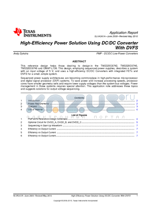 TMS320C6746 datasheet - High-Efficiency Power Solution Using DC/DC Converter With DVFS
