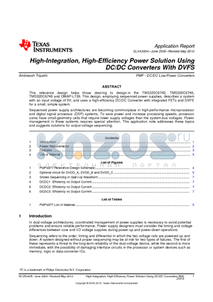 TMS320C6746 datasheet - High-Integration, High-Efficiency Power Solution Using DC/DC Converters With DVFS