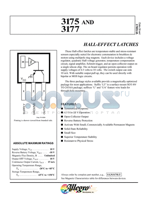 UGN3177U datasheet - HALL-EFFECT LATCHES