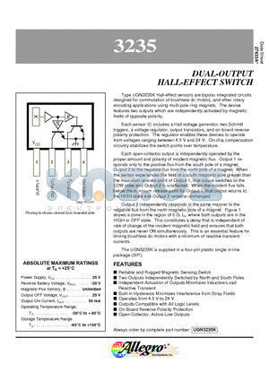 UGN3235K datasheet - DUAL-OUTPUT HALL-EFFECT SWITCH