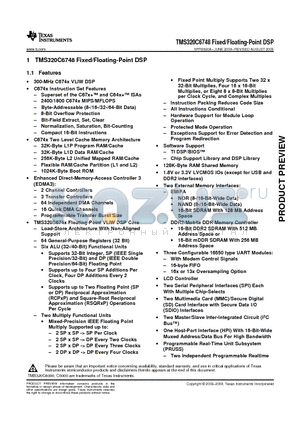 TMS320C6748ZCE3 datasheet - Fixed/Floating-Point DSP