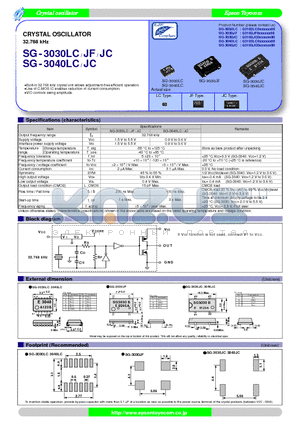 SG-3040JC datasheet - CRYSTAL OSCILLATOR 32.768 kHz