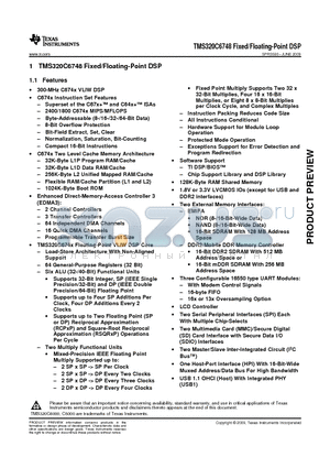 TMS320C6748ZWT3 datasheet - Fixed/Floating-Point DSP