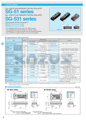 SG-531 datasheet - FULL & HALF-SIZE DIP HIGH-FREQUENCY CRYSTAL OSCILLATOR