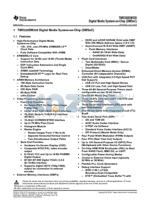 TMS320DM335 datasheet - Digital Media System-on-Chip (DMSoC)