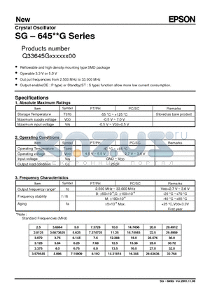 SG-645 datasheet - Crystal Oscillator