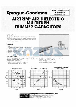 SG-660B datasheet - AIRTRIM AIR DIELECTRIC MULTITURN TRIMMER CAPACITORS