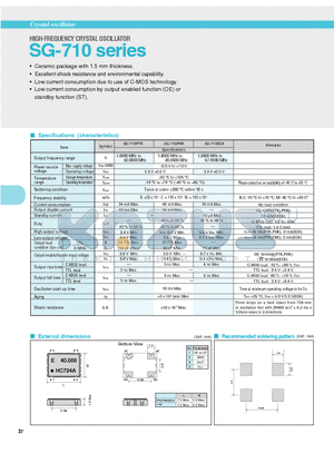SG-710PCW datasheet - HIGH-FREQUENCY CRYSTAL OSCILLATOR