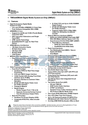 TMS320DM355_08 datasheet - Digital Media System-on-Chip (DMSoC)