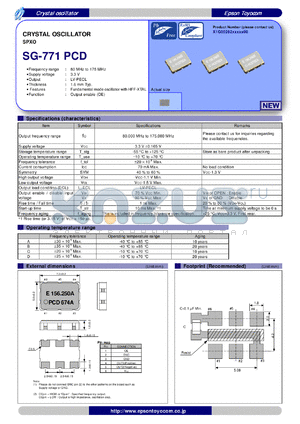 SG-771PCD datasheet - CRYSTAL OSCILLATOR