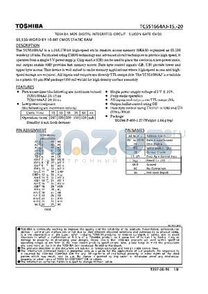 TC551664AJ datasheet - 65,536-WORD BY 16-BIT CMOS STATIC RAM