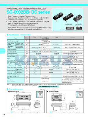 SG-8002DC datasheet - PROGRAMMABLE HIGH-FREQUENCY CRYSTAL OSCILLATOR