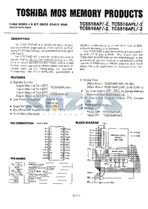 TC5516AF datasheet - 2,048 WORD X 8 BIT CMOS STATIC RAM