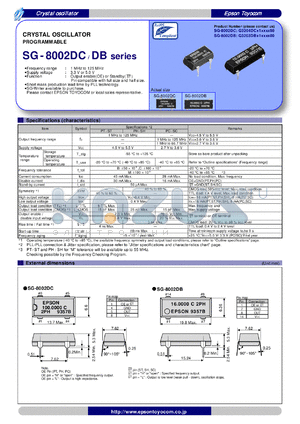 SG-8002DC datasheet - CRYSTAL OSCILLATOR