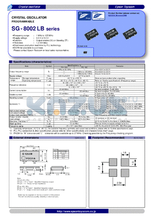 SG-8002LB datasheet - CRYSTAL OSCILLATOR
