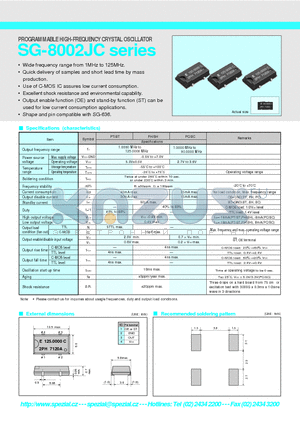 SG-8002JC datasheet - PROGRAMMABLE HIGH-FREQUENCY CRYSTAL OSCILLATOR