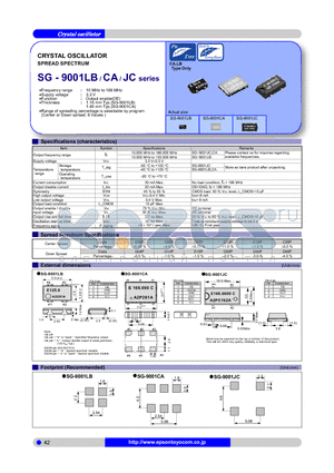 SG-9001CA datasheet - CRYSTAL OSCILLATOR SPREAD SPECTRUM