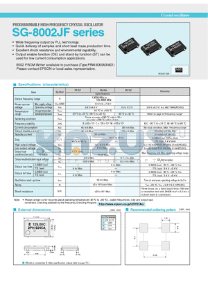 SG-8002JF datasheet - Wide frequency output by PLL technology.