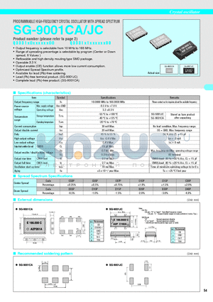 SG-9001JC datasheet - PROGRAMMABLE HIGH-FREQUENCY CRYSTAL OSCILLATOR WITH SPREAD SPECTRUM