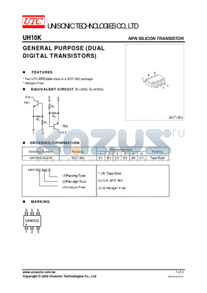 UH10KG-AL6-R datasheet - GENERAL PURPOSE (DUAL DIGITAL TRANSISTORS)