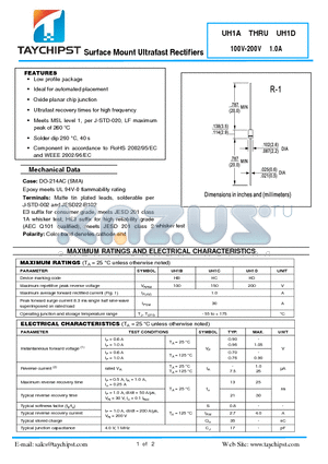 UH1C datasheet - Surface Mount Ultrafast Rectifiers