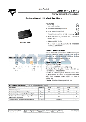 UH1B datasheet - Surface Mount Ultrafast Rectifiers