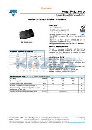 UH1D datasheet - Surface Mount Ultrafast Rectifier