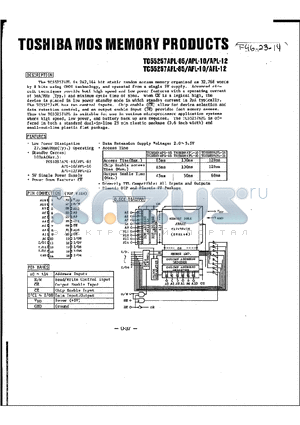 TC55257APL-10 datasheet - TOSHIBA MOS MEMORY PRODUCTS