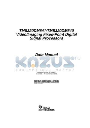 TMS320DM640 datasheet - Video/Imaging Fixed-Point Digital Signal Processors