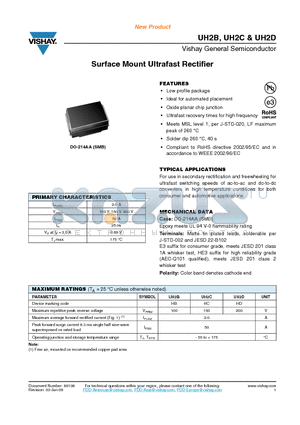 UH2D-E3-5BT datasheet - Surface Mount Ultrafast Rectifier